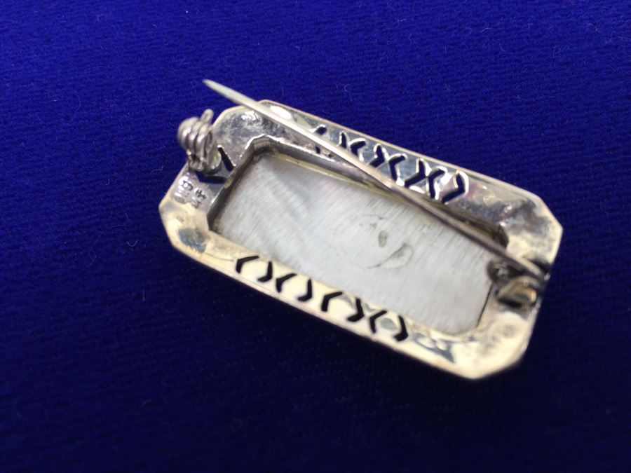 Vintage Sterling Silver Marcasite And Mother Of Pearl Brooch Signed MT [Photo 14]