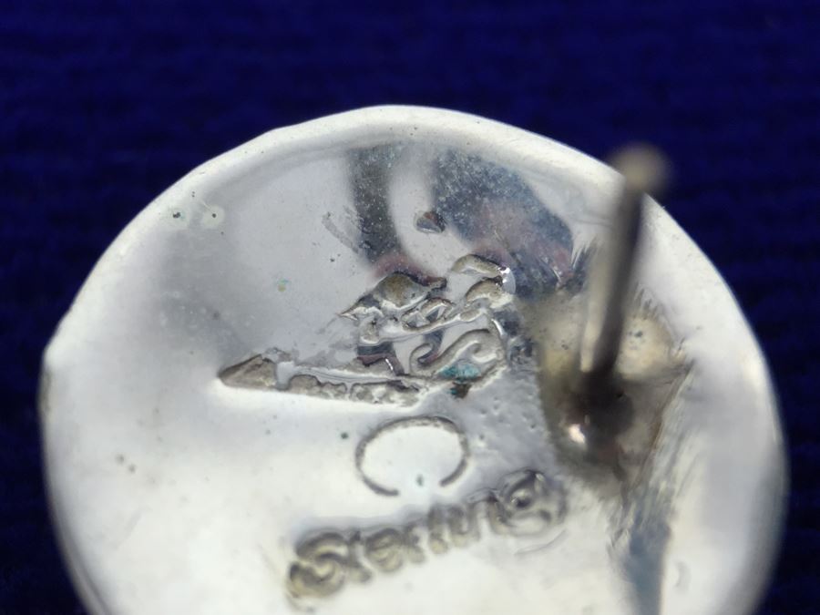 Sterling Silver Lapis And Turquoise Pierced Earrings Signed New Mexico [Photo 2]