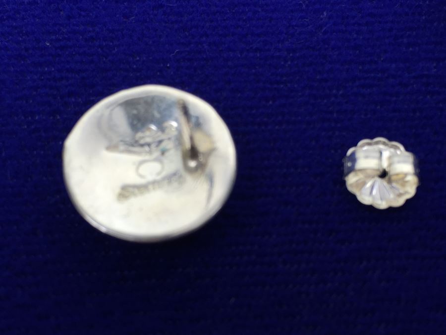 Sterling Silver Lapis And Turquoise Pierced Earrings Signed New Mexico [Photo 11]