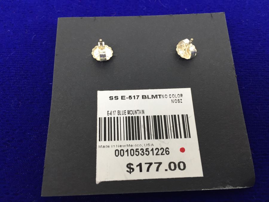 Sterling Silver Lapis And Turquoise Pierced Earrings Signed New Mexico [Photo 3]