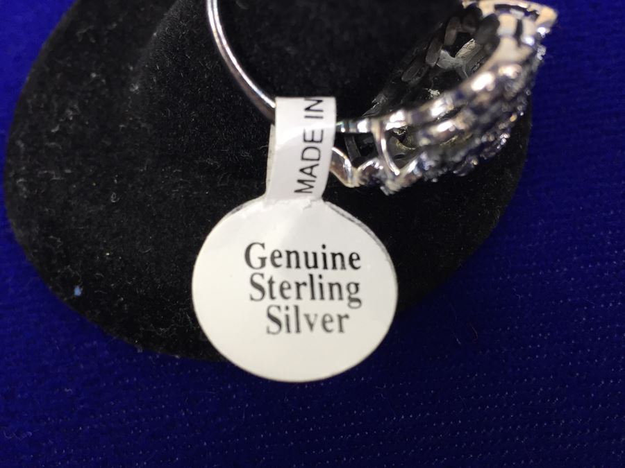 Sterling Silver And Marcasite Large Ring Signed Thailand Size 7 [Photo 6]