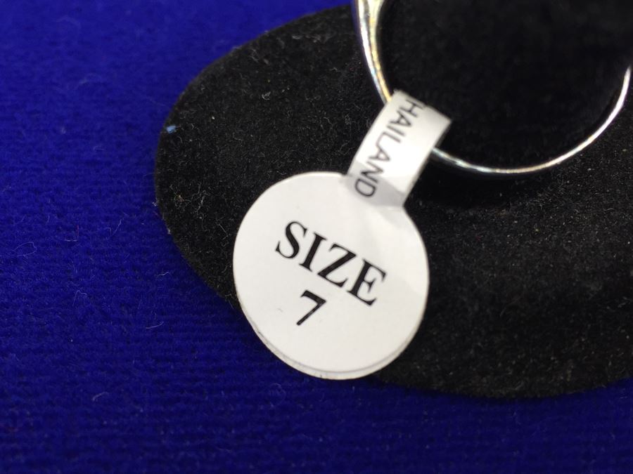 Sterling Silver And Marcasite Large Ring Signed Thailand Size 7 [Photo 5]