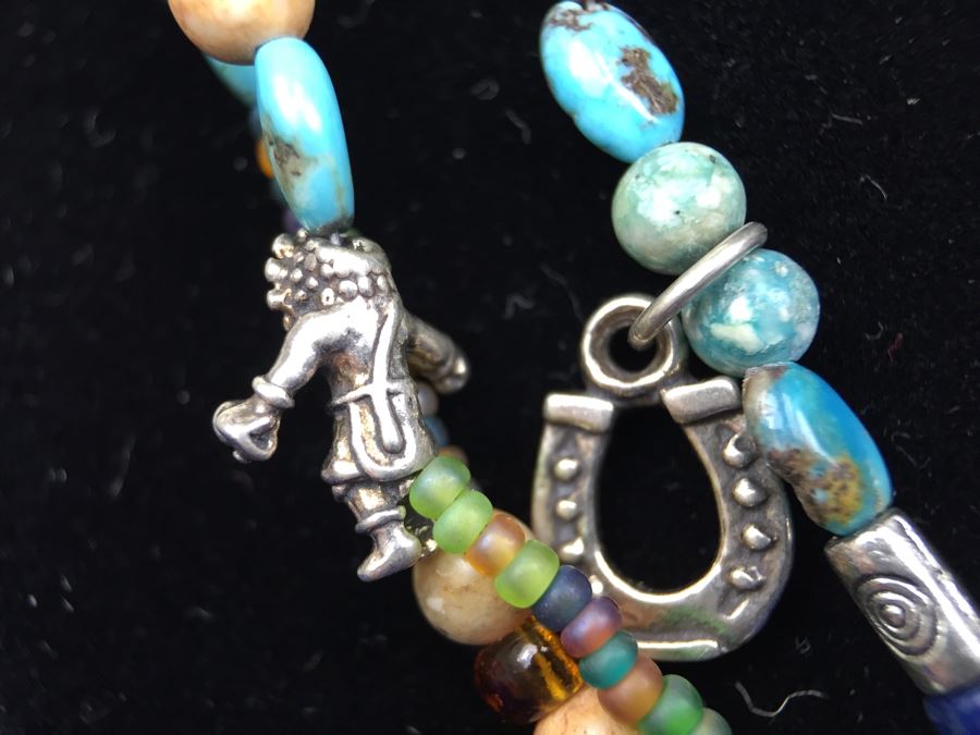 How The West Was Fun Navajo Sterling Silver Necklace Pendant Signed TM Taylor Sterling Attributed To Mary Tsosie [Photo 15]