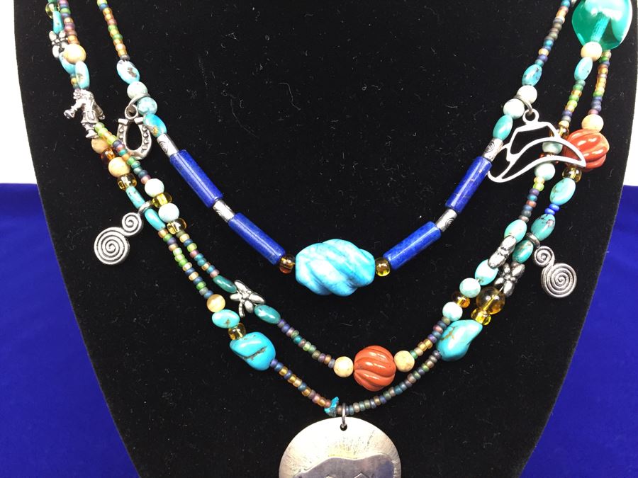 How The West Was Fun Navajo Sterling Silver Necklace Pendant Signed TM Taylor Sterling Attributed To Mary Tsosie [Photo 5]