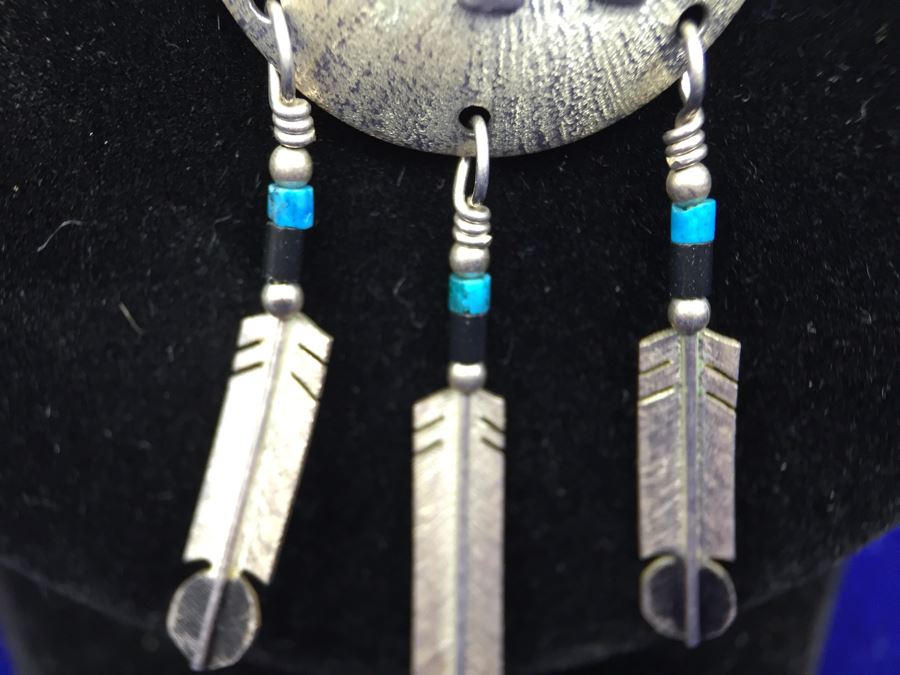 How The West Was Fun Navajo Sterling Silver Necklace Pendant Signed TM Taylor Sterling Attributed To Mary Tsosie [Photo 3]