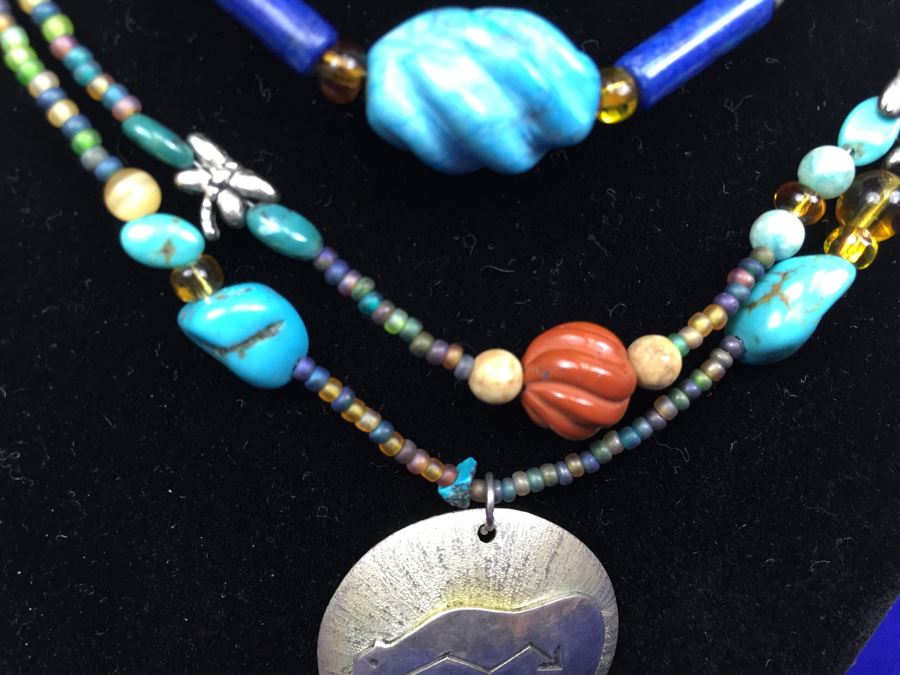 How The West Was Fun Navajo Sterling Silver Necklace Pendant Signed TM Taylor Sterling Attributed To Mary Tsosie [Photo 11]