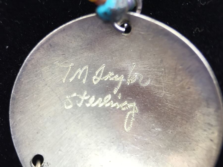 How The West Was Fun Navajo Sterling Silver Necklace Pendant Signed TM Taylor Sterling Attributed To Mary Tsosie [Photo 18]