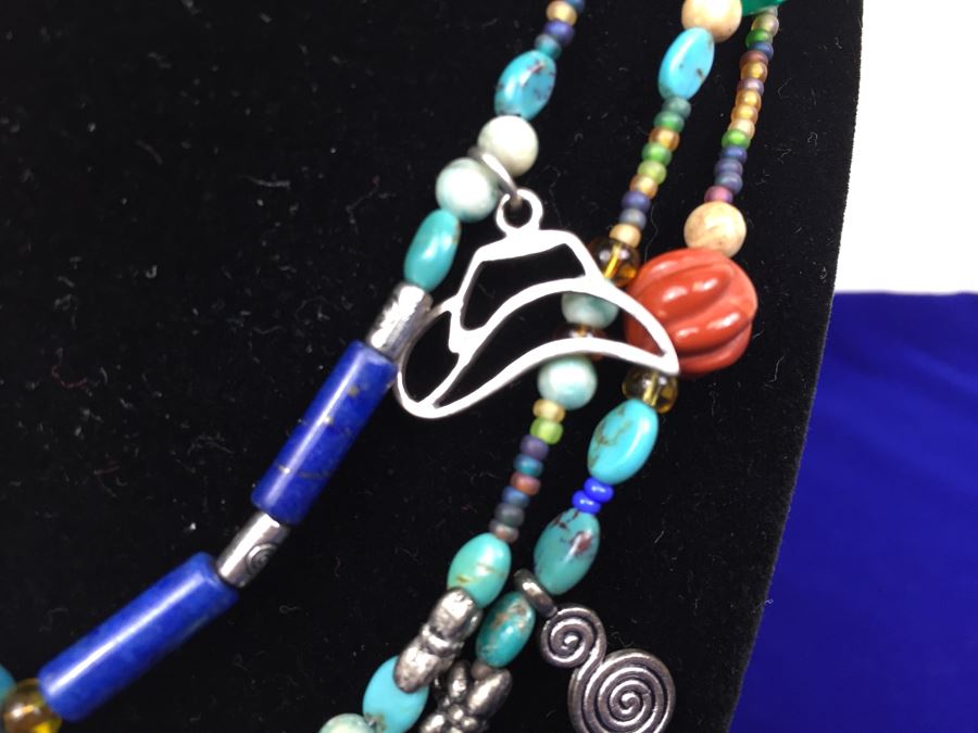 How The West Was Fun Navajo Sterling Silver Necklace Pendant Signed TM Taylor Sterling Attributed To Mary Tsosie [Photo 6]