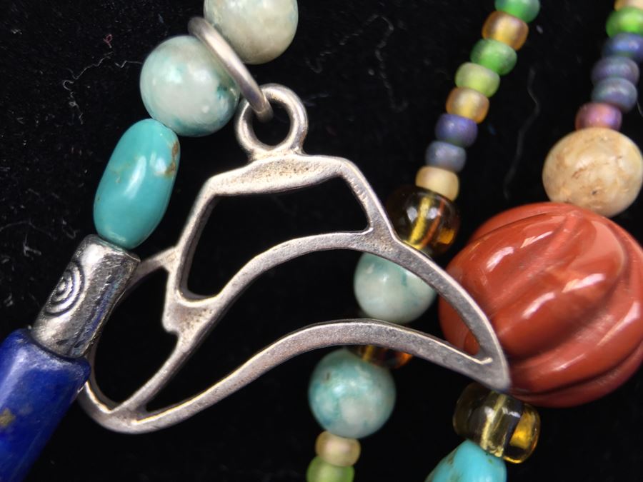 How The West Was Fun Navajo Sterling Silver Necklace Pendant Signed TM Taylor Sterling Attributed To Mary Tsosie [Photo 17]