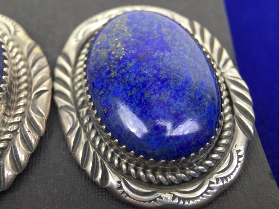 Sterling Silver Lapis Lazuli Pierced Earrings [Photo 2]