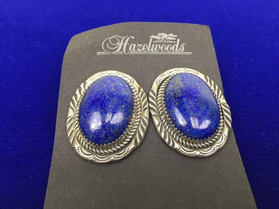 Sterling Silver Lapis Lazuli Pierced Earrings [Photo 4]