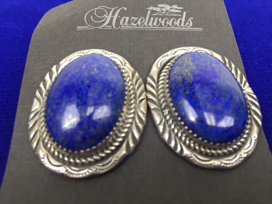 Sterling Silver Lapis Lazuli Pierced Earrings