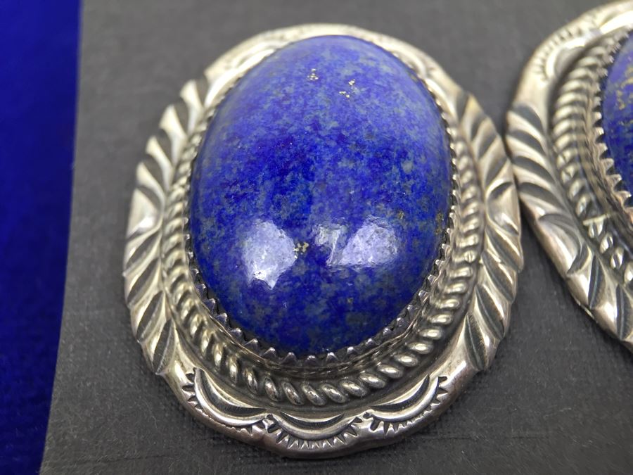 Sterling Silver Lapis Lazuli Pierced Earrings [Photo 5]