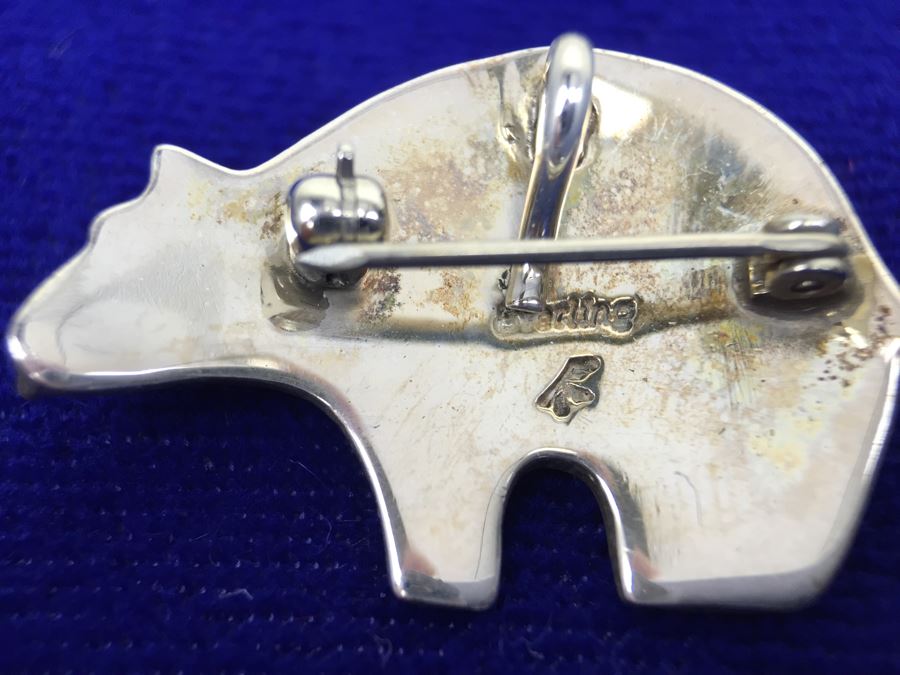 Sterling Silver Pendant Brooch Signed Native American [Photo 2]