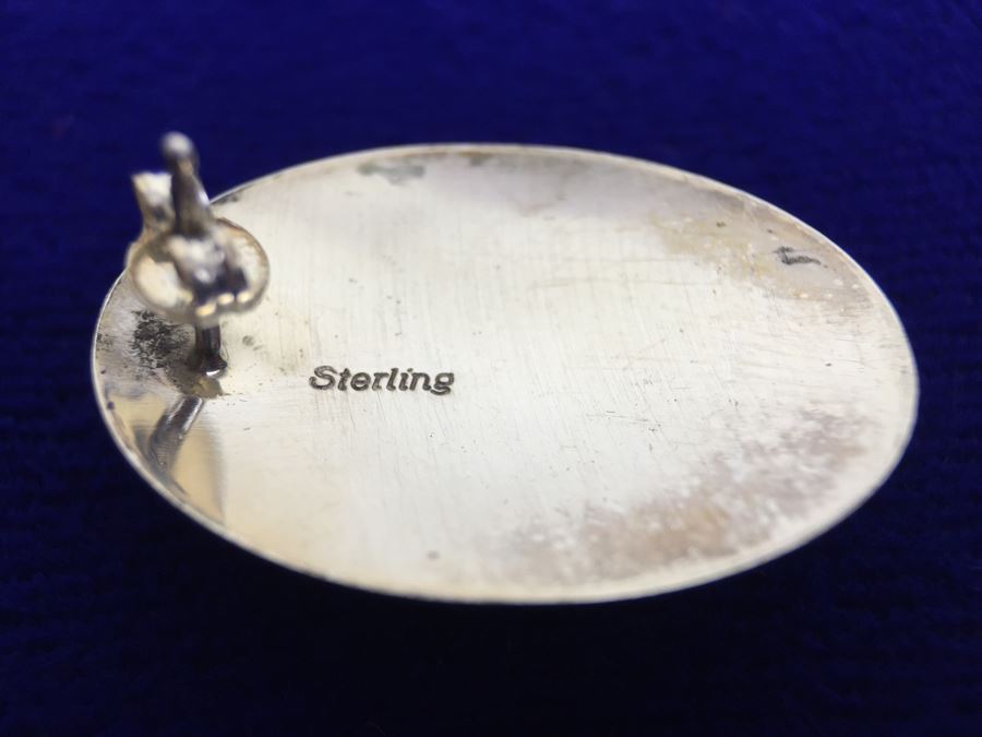 Sterling Silver Malachite Earrings Signed STE Sterling [Photo 11]