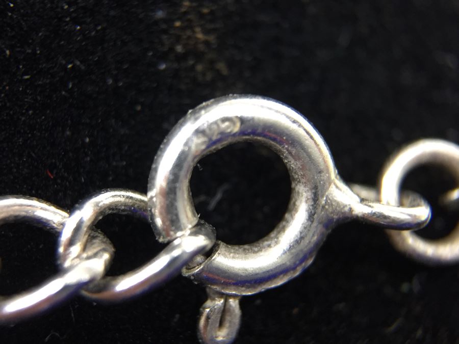 Stunning Vintage Sterling Silver Amethyst Cabochon And Marcasite Necklace Signed 925 S.M.J. [Photo 12]