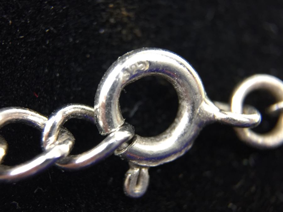 Stunning Vintage Sterling Silver Amethyst Cabochon And Marcasite Necklace Signed 925 S.M.J. [Photo 13]