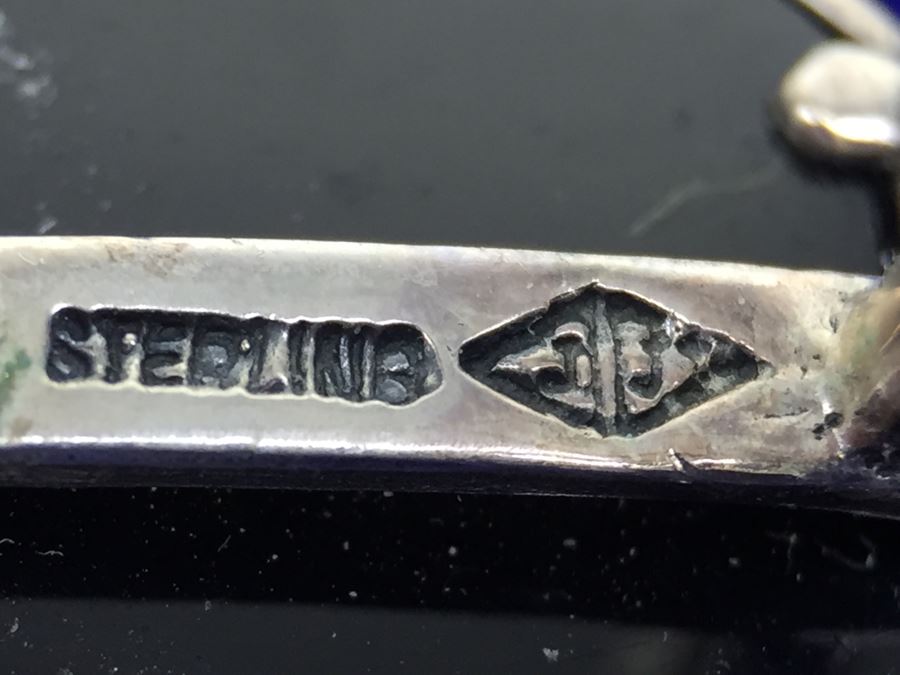 Vintage Sterling Silver Marcasite, Moonstone, Black Onyx Pierced Earrings Signed Sterling JJ Judith Jack [Photo 12]