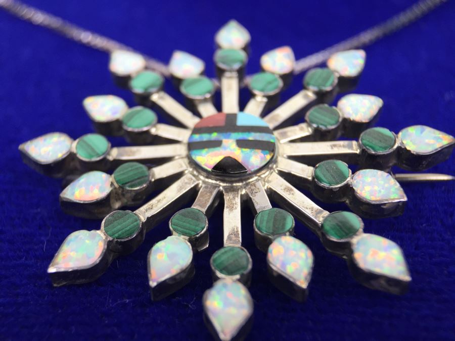 Zuni V Halusewa Sterling Silver Pendant Brooch With Sterling Silver Necklace NEW [Photo 11]