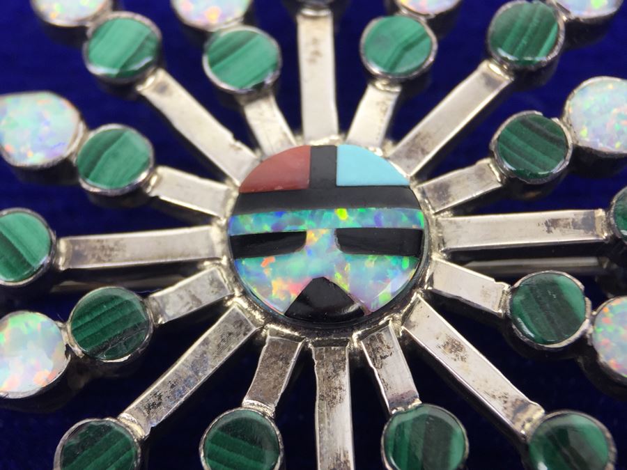 Zuni V Halusewa Sterling Silver Pendant Brooch With Sterling Silver Necklace NEW [Photo 14]