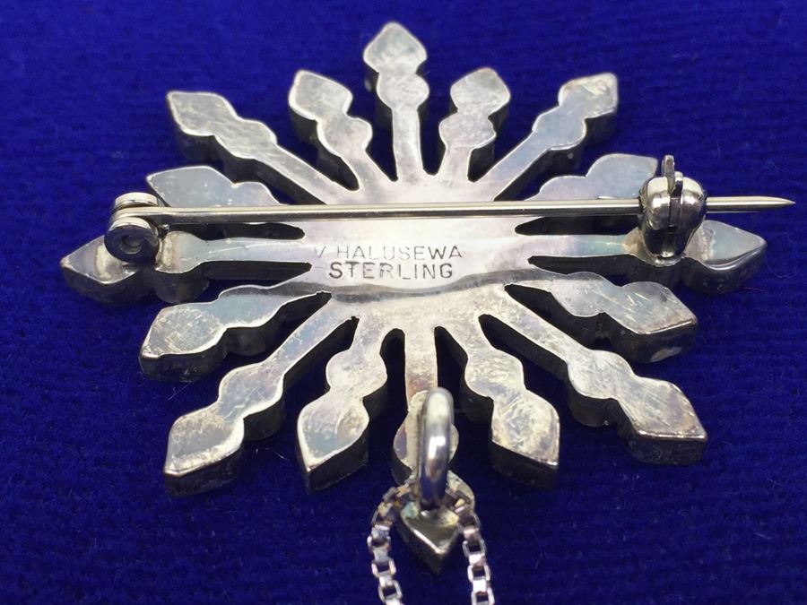 Zuni V Halusewa Sterling Silver Pendant Brooch With Sterling Silver Necklace NEW [Photo 22]
