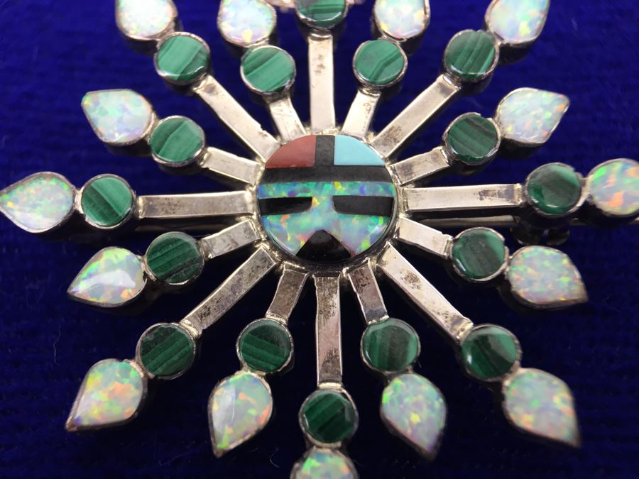 Zuni V Halusewa Sterling Silver Pendant Brooch With Sterling Silver Necklace NEW [Photo 10]