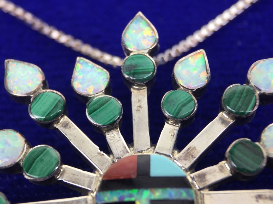 Zuni V Halusewa Sterling Silver Pendant Brooch With Sterling Silver Necklace NEW [Photo 15]