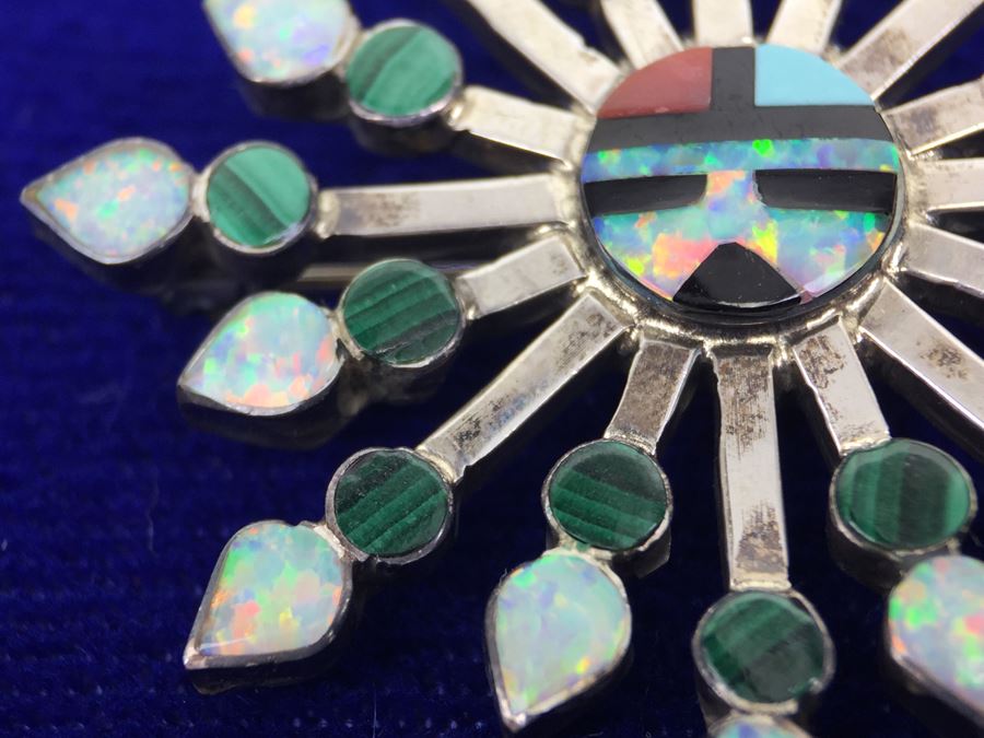 Zuni V Halusewa Sterling Silver Pendant Brooch With Sterling Silver Necklace NEW [Photo 18]