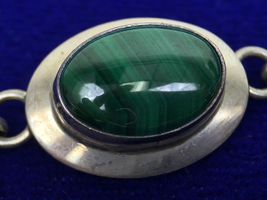 Native American Sterling Silver Navajo Malachite Bracelet A. Wilson New With Tags [Photo 7]