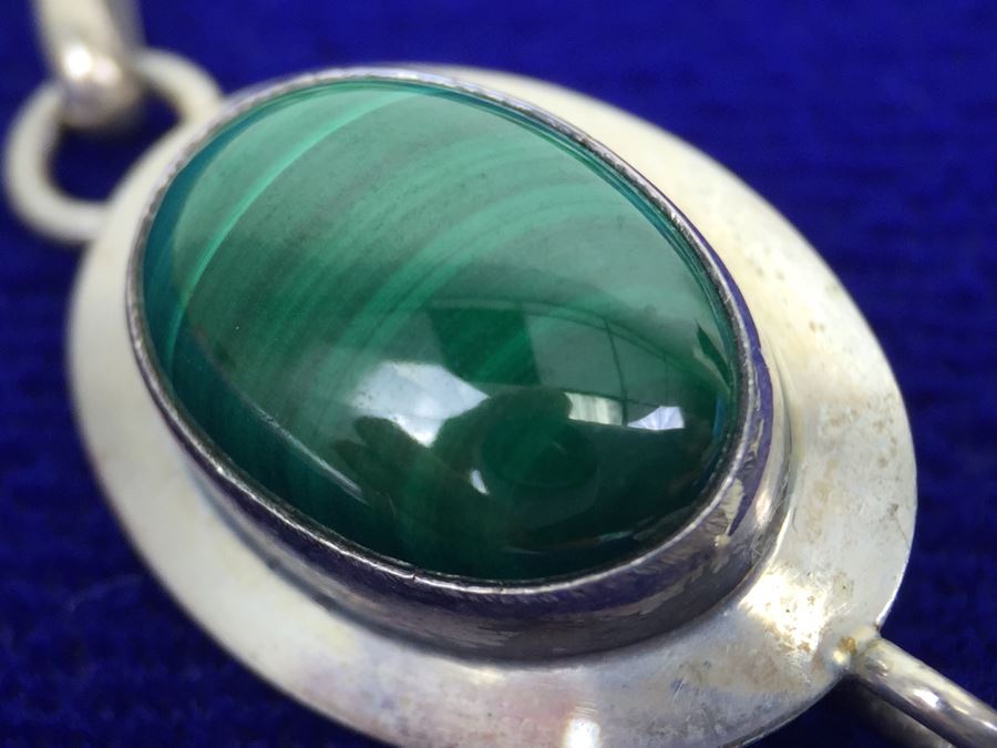 Native American Sterling Silver Navajo Malachite Bracelet A. Wilson New With Tags [Photo 2]