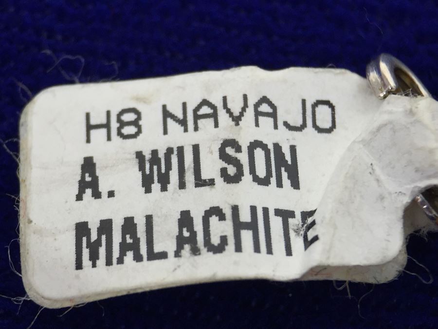 Native American Sterling Silver Navajo Malachite Bracelet A. Wilson New With Tags [Photo 3]