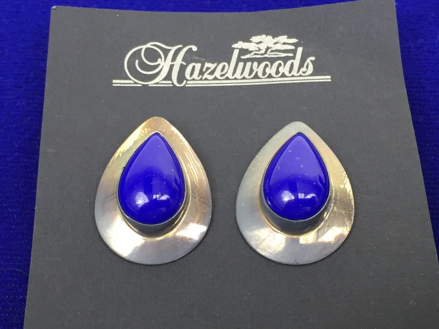 Vintage Sterling Silver Navajo Teardrop Pierced Earrings Signed RWF [Photo 1]