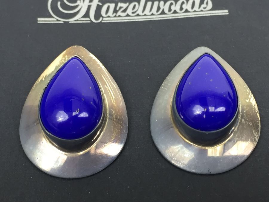 Vintage Sterling Silver Navajo Teardrop Pierced Earrings Signed RWF [Photo 2]
