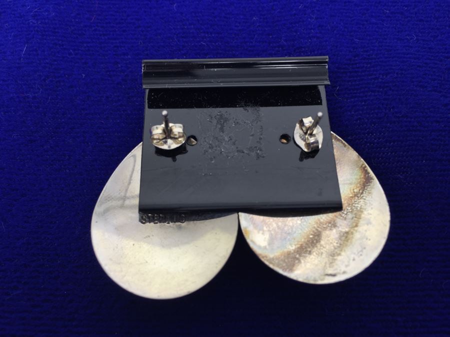 Vintage Sterling Silver Native American Teardrop Pierced Earrings [Photo 6]