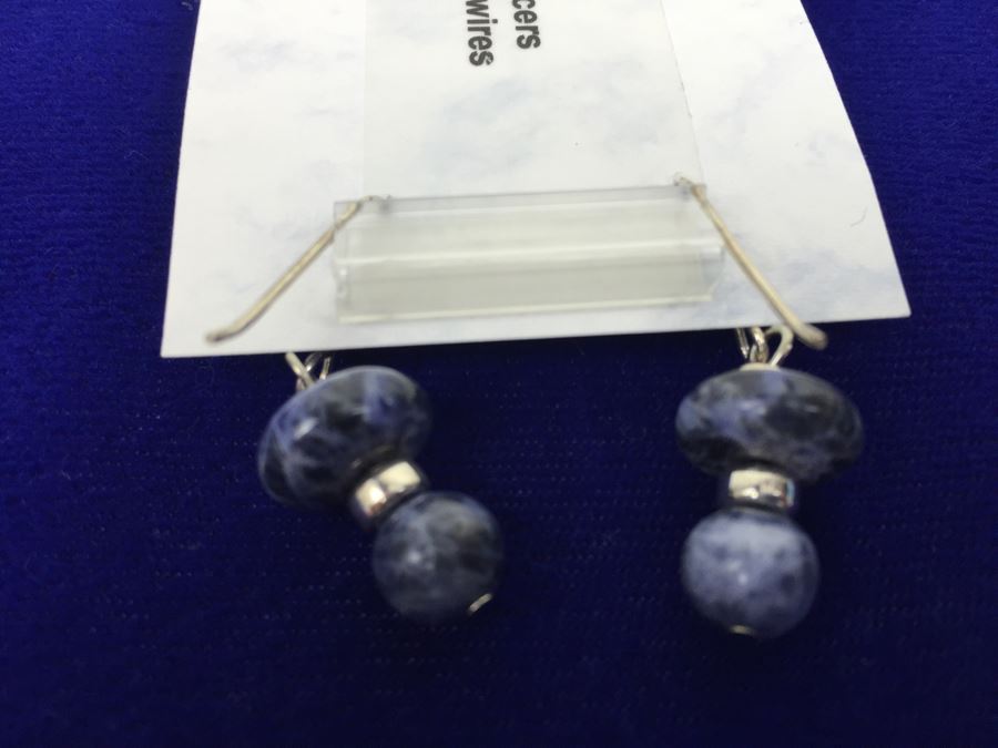 Sodalite Beads And Sterling Silver Earrings [Photo 3]