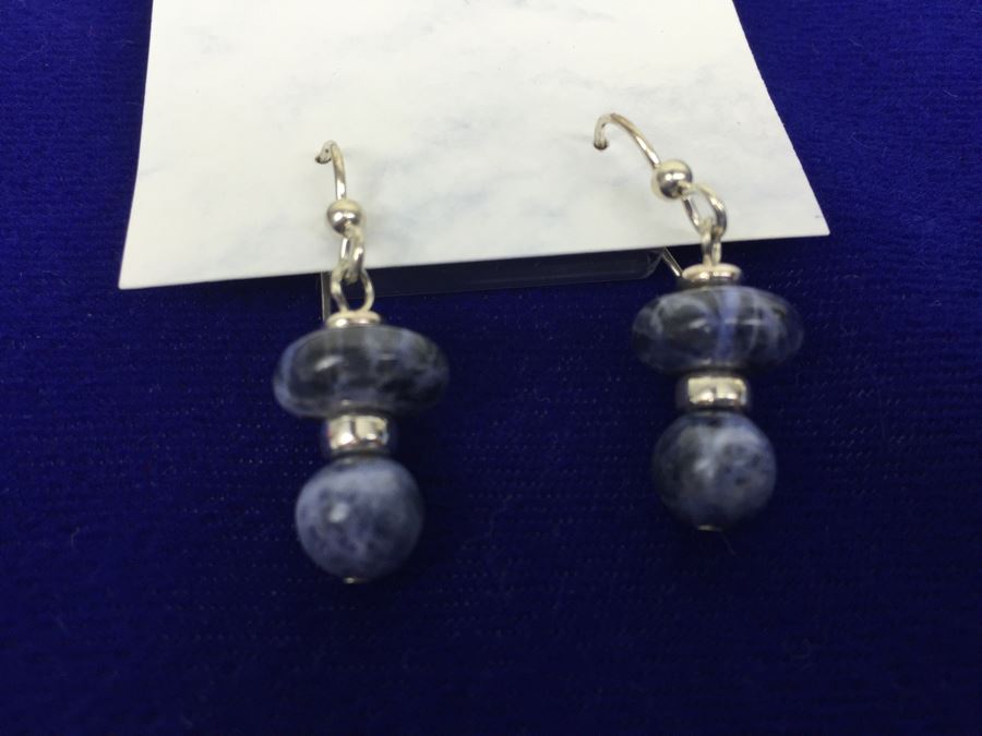 Sodalite Beads And Sterling Silver Earrings [Photo 1]