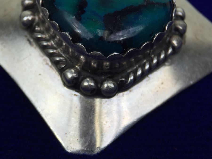 Vintage Sterling Silver Navajo Abalone Pierced Earrings Signed Sterling S. Skeets  [Photo 5]