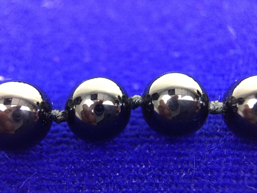 Black Onyx Beaded Necklace With Sterling Silver Clasp [Photo 8]