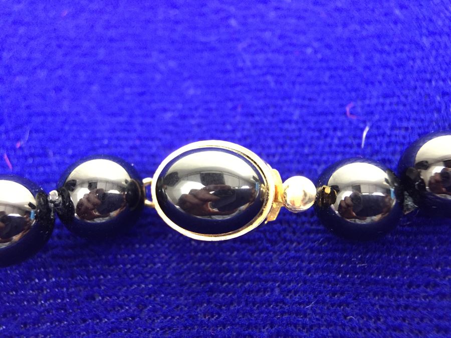 Black Onyx Beaded Necklace With Sterling Silver Clasp [Photo 5]