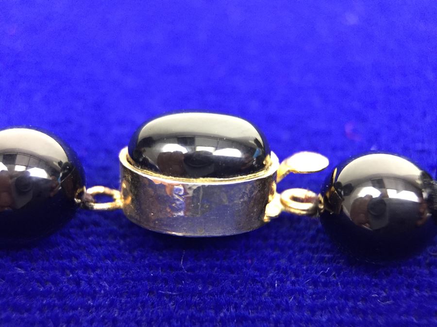 Black Onyx Beaded Necklace With Sterling Silver Clasp [Photo 6]