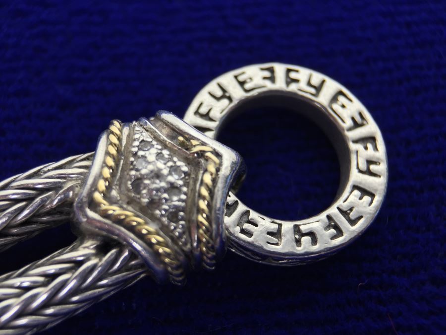 Stunning Sterling Silver And 18K Gold Diamond Bracelet Signed EFFY BH 40g [Photo 16]