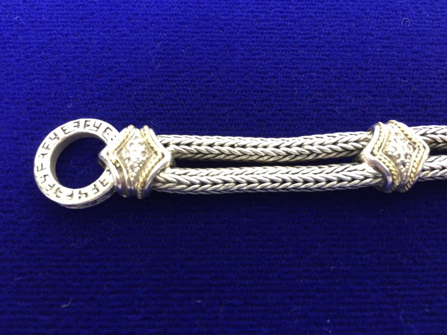 Stunning Sterling Silver And 18K Gold Diamond Bracelet Signed EFFY BH 40g [Photo 5]