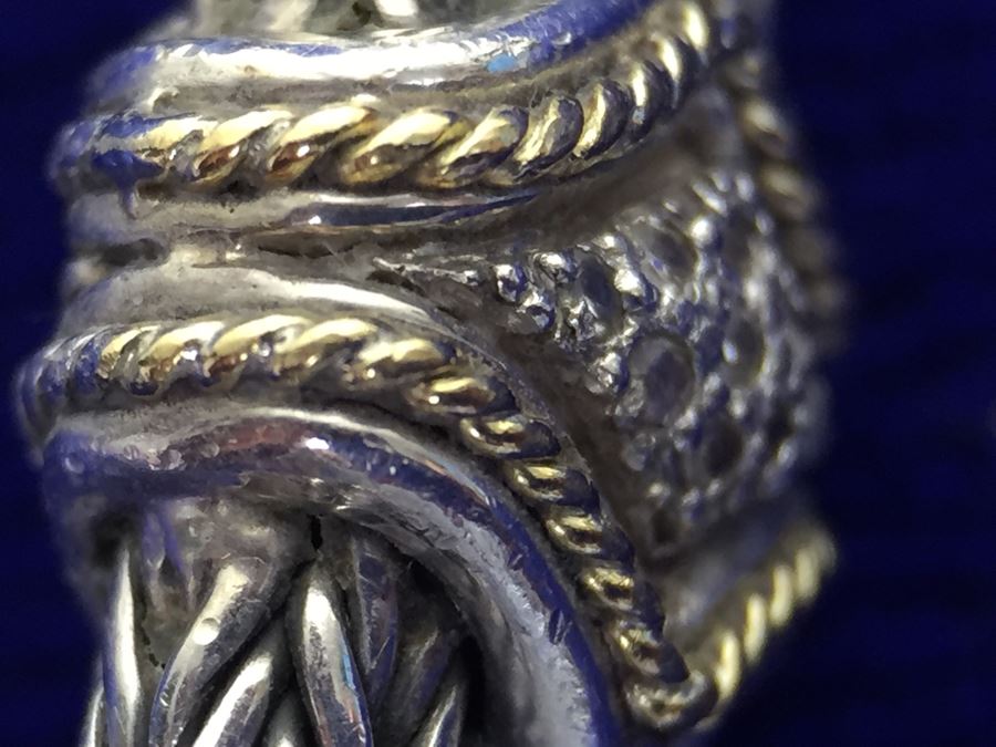 Stunning Sterling Silver And 18K Gold Diamond Bracelet Signed EFFY BH 40g [Photo 21]