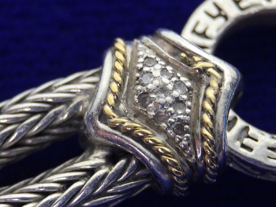 Stunning Sterling Silver And 18K Gold Diamond Bracelet Signed EFFY BH 40g [Photo 17]