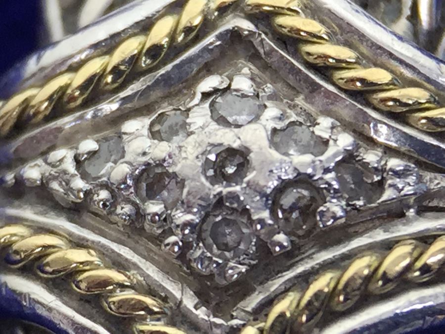 Stunning Sterling Silver And 18K Gold Diamond Bracelet Signed EFFY BH 40g [Photo 24]