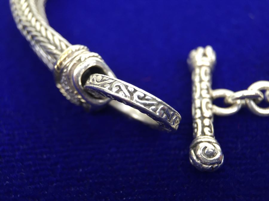 Stunning Sterling Silver And 18K Gold Diamond Bracelet Signed EFFY BH 40g [Photo 8]