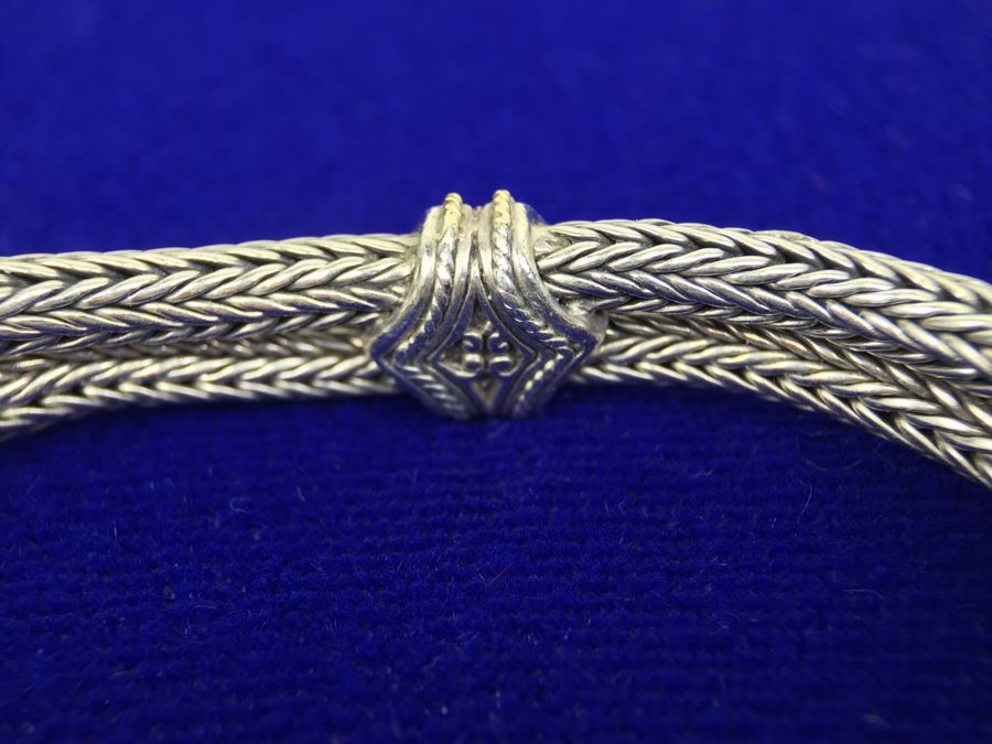 Stunning Sterling Silver And 18K Gold Diamond Bracelet Signed EFFY BH 40g [Photo 10]