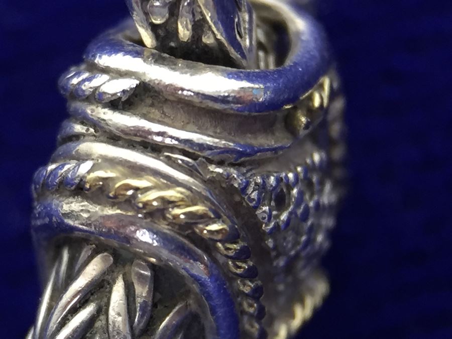 Stunning Sterling Silver And 18K Gold Diamond Bracelet Signed EFFY BH 40g [Photo 20]