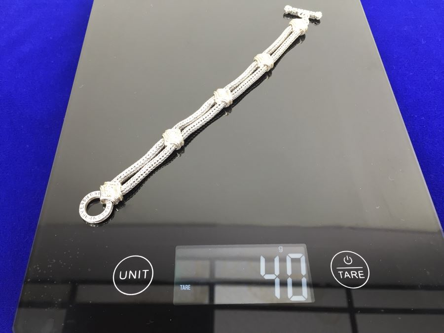 Stunning Sterling Silver And 18K Gold Diamond Bracelet Signed EFFY BH 40g [Photo 26]