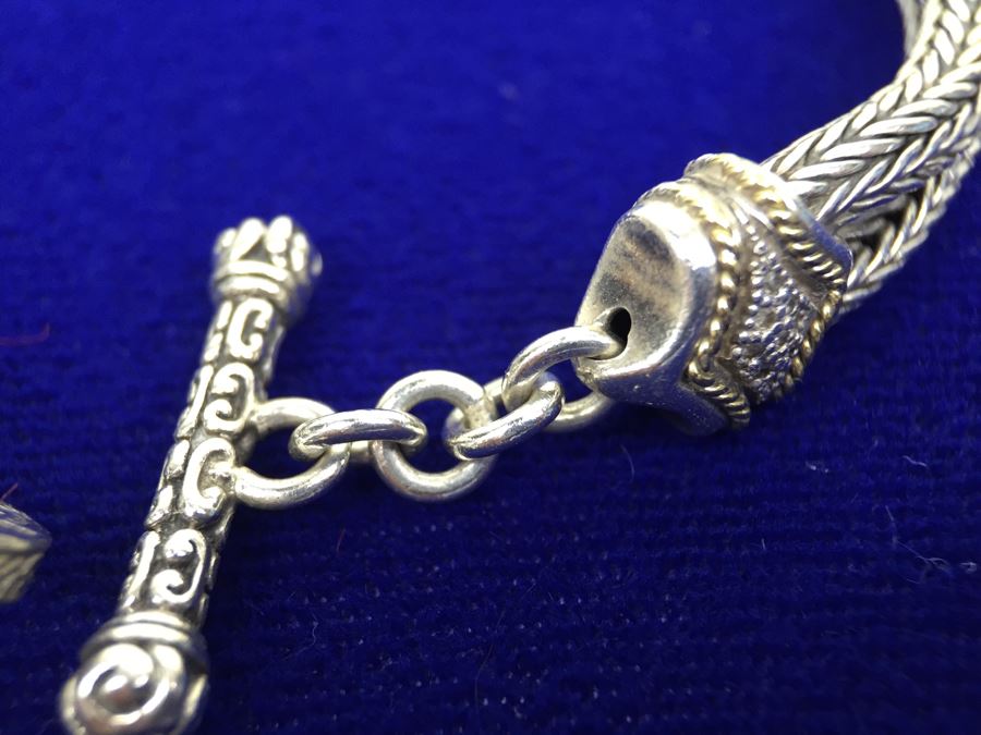 Stunning Sterling Silver And 18K Gold Diamond Bracelet Signed EFFY BH 40g [Photo 9]